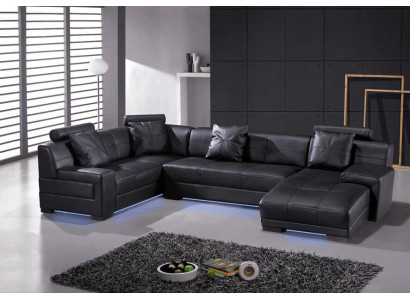 Leather sofa couch living landscape corner sofa corner set modern design decor