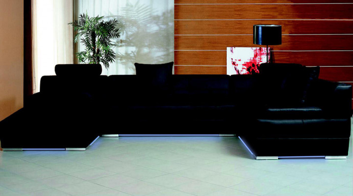 Leather sofa, couch, living area, corner sofa, corner suite, design, modern decor