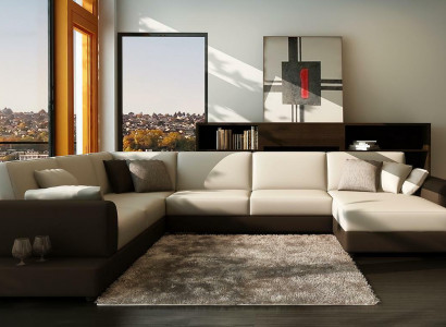 Leather sofa couch living landscape corner sofa corner set design decor modern