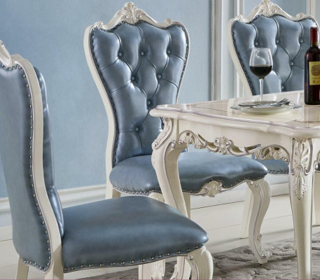 Classic Dining Room Table Chesterfield x4 Chairs 5-Piece Set Solid Wood Baroque Style Furniture