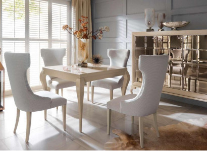 Luxury Dining Room Dining Table Chair Dining Group Dining Nook Chairs Luxury White Set 5-piece