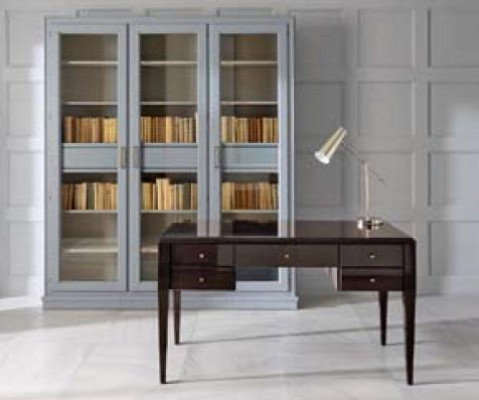 Gray bookshelf with glass doors - Stylish storage solution for your book collection