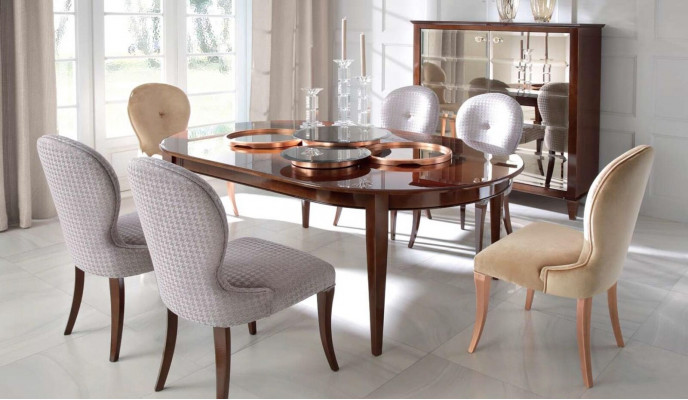 Modern wooden dining table with chairs for the dining room