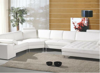 Modern living landscape with Chesterfield buttons leather sofa sofa couch upholstery
