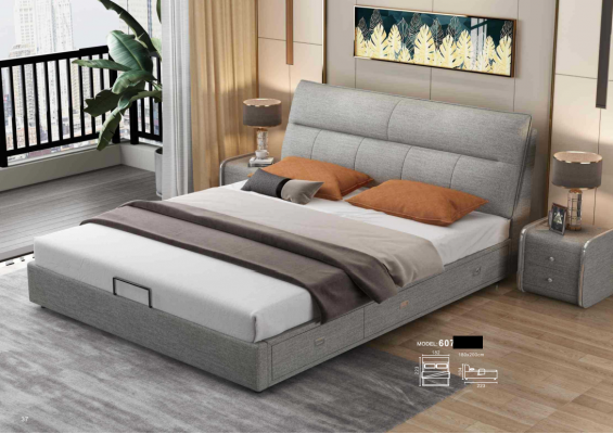 Design leather bed modern hotel frame luxury bedroom double beds couple