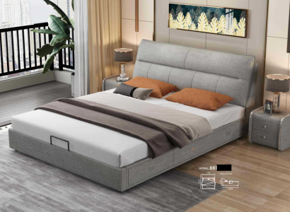 Design leather bed modern hotel frame luxury bedroom double beds couple