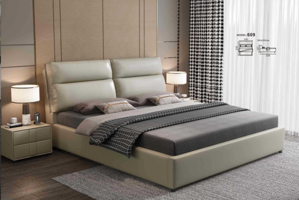 Design bed bedroom textile leather upholstery modern beds 180x200cm