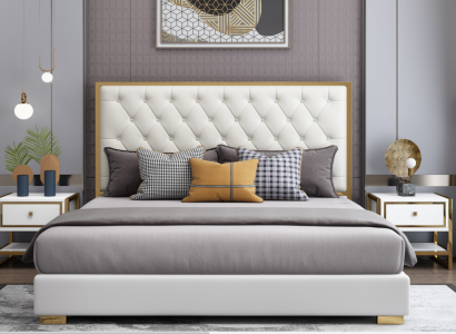 Designer bed, bedroom beds, hotel leather, luxury upholstery, cushioned bed frame