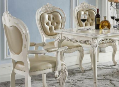 Classic dining set armchair furniture table 5-piece dining room baroque solid wood