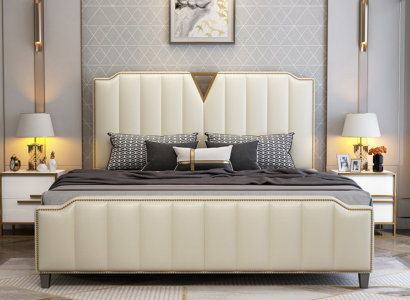 Designer bed 180x200 leather hotel metal beds decor double bedroom