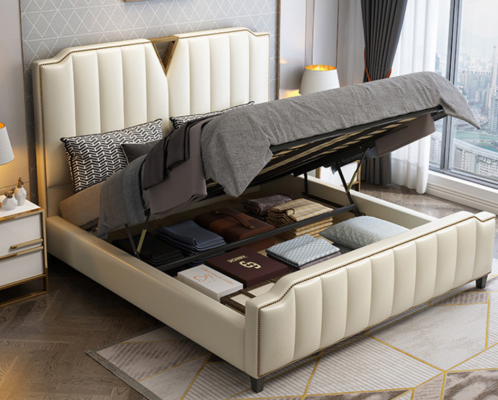 Designer bed 180x200 leather hotel metal beds decor double bedroom