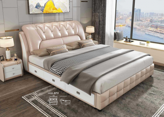 Designer bed, upholstered design, luxury double hotel beds 180x200 cm