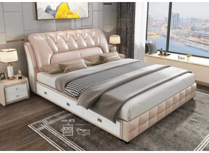 Designer bed, upholstered design, luxury double hotel beds 180x200 cm