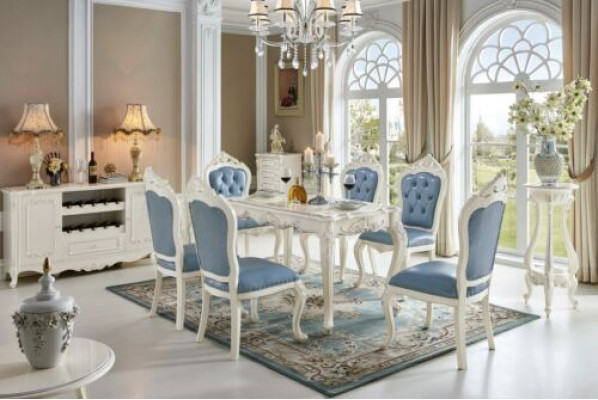 Classic Solid Wood Dining Table Set with 4x Chairs Dining Table Chairs