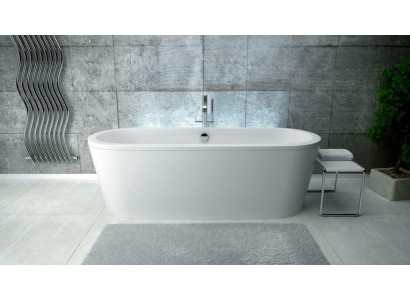Oval acrylic bathtub exclusive, freestanding design, new bathroom.