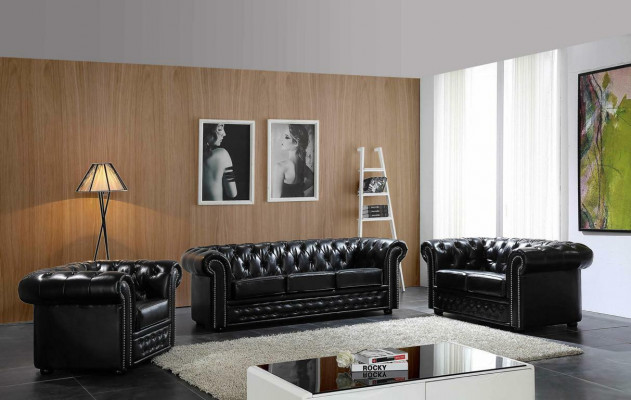 Chesterfield Leather Sofa Couch Upholstery Seat Set Upholstery Suite 3+2 Seater