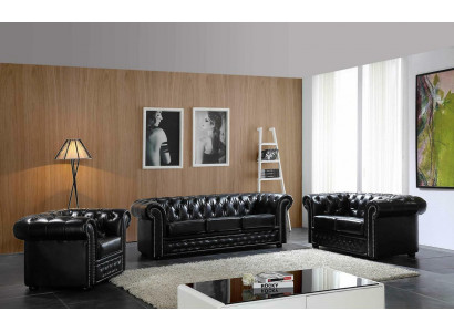 Chesterfield Leather Sofa Couch Upholstery Seat Set Upholstery Suite 3+2 Seater