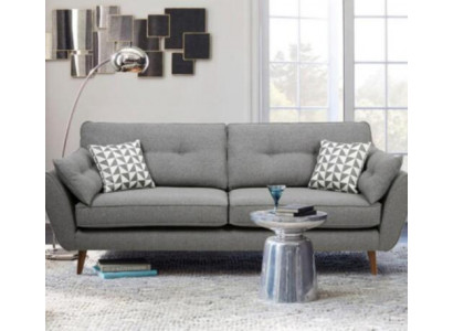Upholstered Sofa 2-Seater Textile Seat Design Couch Sofas Fabric Gray 226 cm New