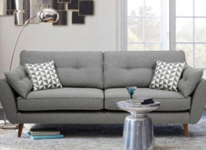 Upholstered Sofa 2-Seater Textile Seat Design Couch Sofas Fabric Gray 226 cm New