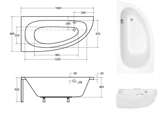 Bathtub corner tub corner 150*70 cm acrylic tub bath decor corner bathtub