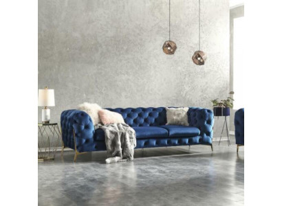 Chesterfield Textile Sofa Upholstered Seat Couch Big XXL 3 Seater Fabric Couches