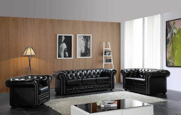 Chesterfield Design Luxury Upholstered Sofa Couch Seating Suite Leather 3-Seater #606