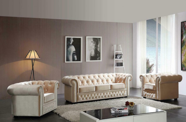Chesterfield Design Luxury Upholstered Sofa Couch Seating Suite Leather 3-Seater #606