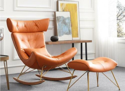 Armchair Metal Design Upholstery Lounge Club Chair Seat Room Rocker