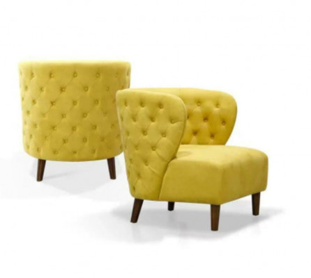 Yellow Chesterfield Armchair XL Textile Fabric Couches Creative Furniture Sofas