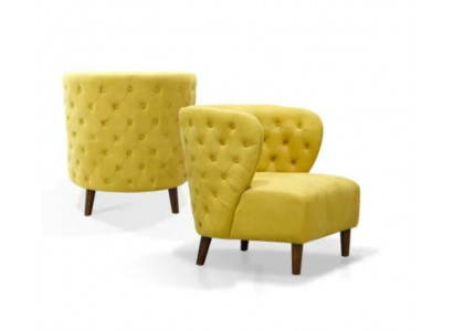Yellow Chesterfield Armchair XL Textile Fabric Couches Creative Furniture Sofas