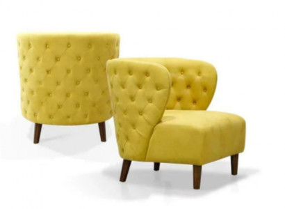 Yellow Chesterfield Armchair XL Textile Fabric Couches Creative Furniture Sofas