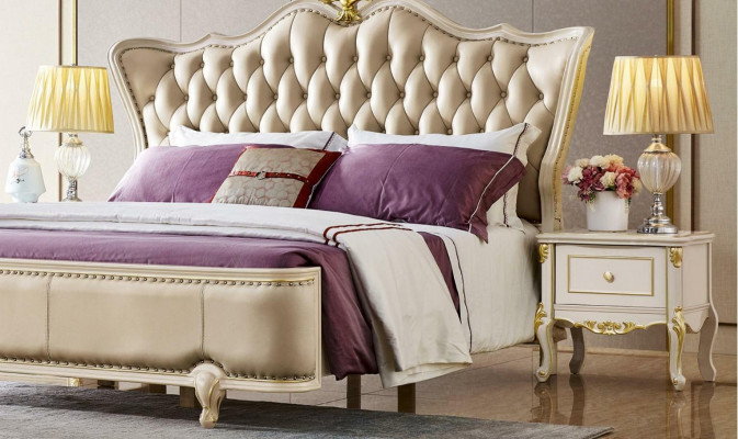 Bed Furniture Nightstand 3-piece Bedroom Set Chesterfield Solid Wood