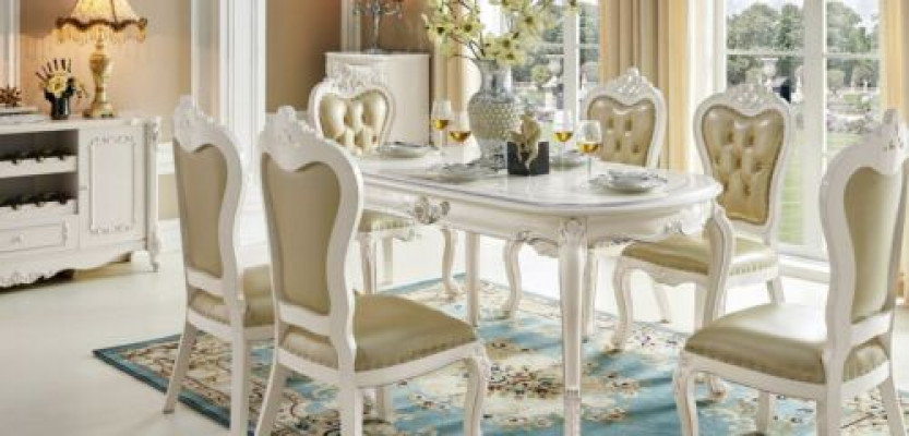 Classic living room set 6x baroque upholstered armchairs solid wood