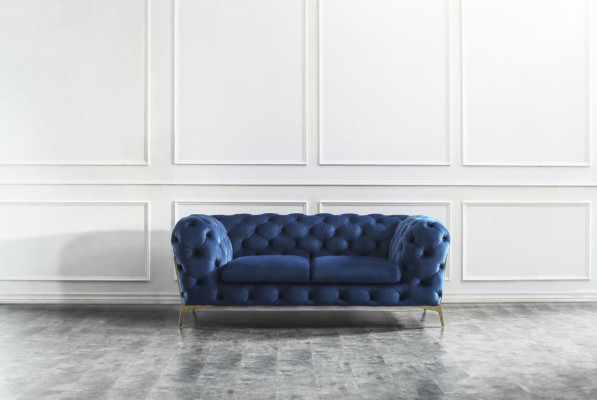 Chesterfield Seat Fabric Upholstery 2-Seater Living Room Couch Sofa Upholstery Set