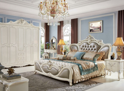 Chesterfield Furniture Nightstand 3-piece Bedroom Set Bed Baroque Solid Wood
