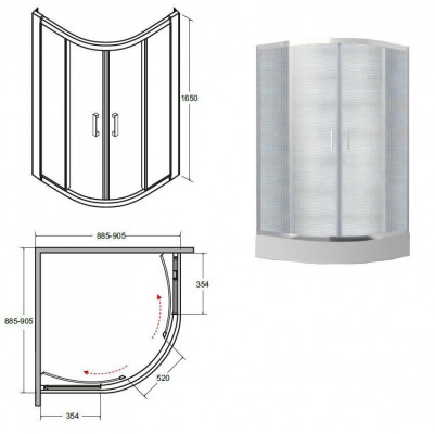 Shower enclosure quarter-circle corner shower glass round shower
