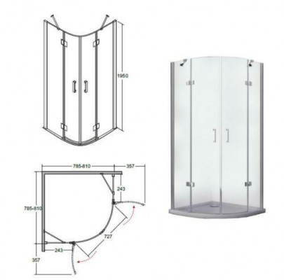 High-quality shower enclosure quarter-circle corner shower glass shower partition