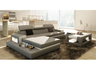 Corner sofa upholstered couch sofa living landscape set seat corner textile leather