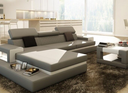 Corner sofa upholstered couch sofa living landscape set seat corner textile leather