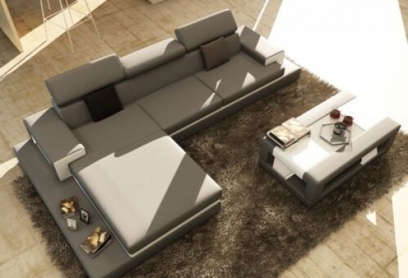 Corner sofa upholstered couch sofa living landscape set seat corner textile leather