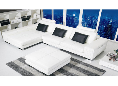 Sectional sofa couch upholstered leather sofa with shelf seat couch set corner GenovaS
