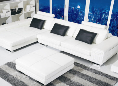 Sectional sofa couch upholstered leather sofa with shelf seat couch set corner GenovaS
