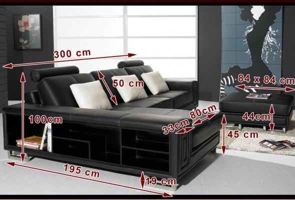 Sectional sofa couch upholstered leather sofa with shelf seat couch set corner GenovaS