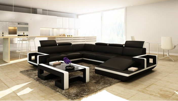 Living landscape couch upholstery corner set designer leather sofa big sofa new 5102