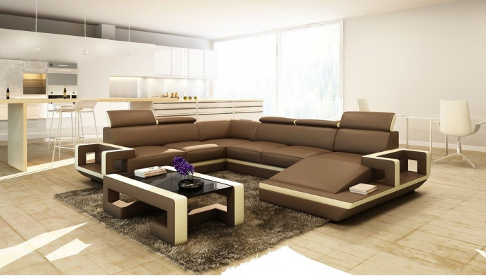 Living landscape couch upholstery corner set designer leather sofa big sofa new 5102