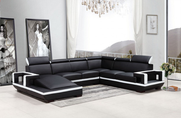 Living landscape couch upholstery corner set designer leather sofa big sofa new 5102