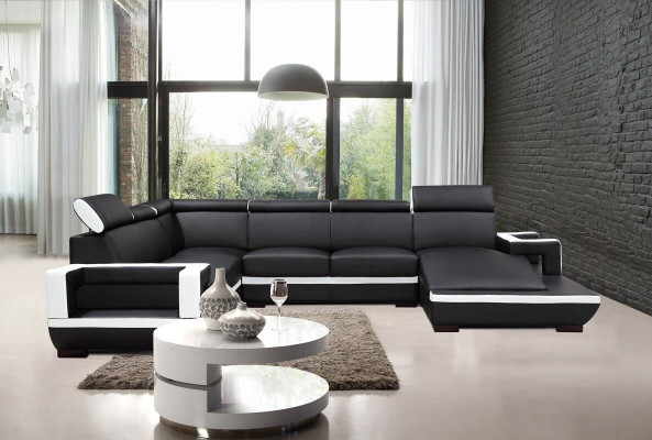 Living landscape couch upholstery corner set designer leather sofa big sofa new 5102