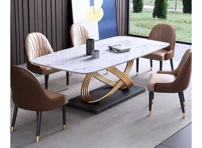 Luxury Table Metal Dining Table Mega Design Tables Stainless Steel Marble Imitation Dining Table