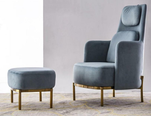 Armchair Chair Upholstery TV leather Textile Fabric Gray Design Lounge