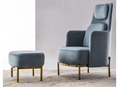 Armchair Chair Upholstery TV leather Textile Fabric Gray Design Lounge